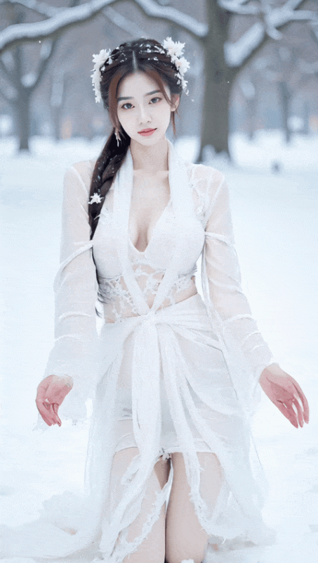 Flux_美丽冻人的雪地女孩_新年快乐-G站- AI精品资源站