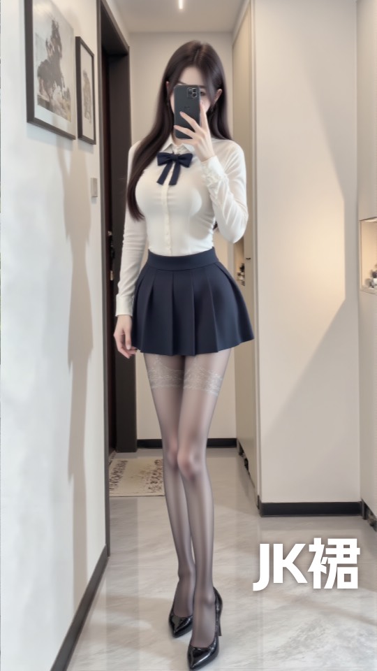 Flux_LoRA_JK裙长腿女孩对镜不露脸自拍-G站- AI精品资源站