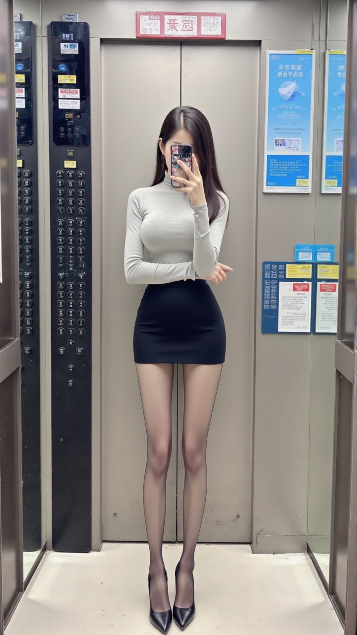 LoRA_Flux_大长腿美女电梯对镜自拍-小红书抖音起号素材-G站- AI精品资源站