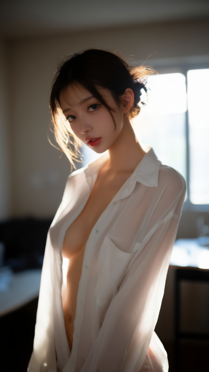 她的白衬衫,是被汗泡软的句子,扣子是没说完的标点,一松,就漏出半片发烫的月光-G站- AI精品资源站