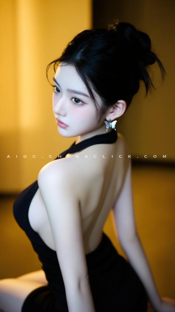 图片[1]-盘着发髻的时尚简约女孩-G站- AI精品资源站